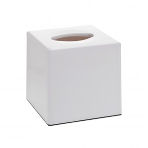 Cube White Plastic Tissue Box Holder