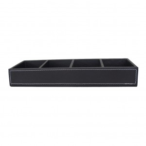 Black Faux Leather 4 Compartment Display Tray