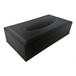 16767_Black Leather Rectangle Tissue Box