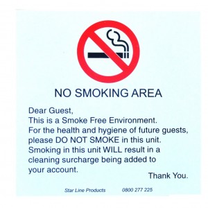 No smoking Will charge PVC 105x105 wall mount sticky back 1