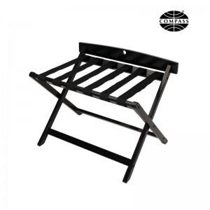 Black Wooden Luggage Rack With High Back