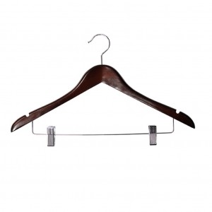 Dark Wood Female Luxury Coat Hanger with Skirt Clips