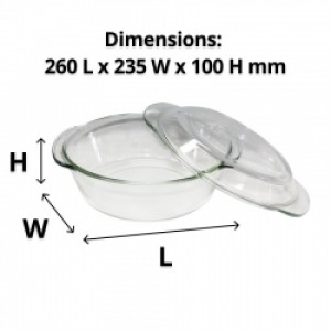 Glass Casserole Dish With Lid Round 2L