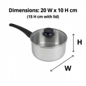 20cm S/S Saucepan with Glass Lid