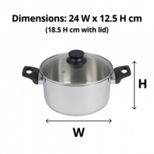 24cm S/S Stock Pot with Glass Lid