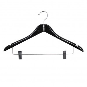 Black Female Standard Coat Hanger with Skirt Clips