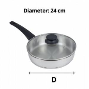 24cm S/S Frying Pan with Glass Lid