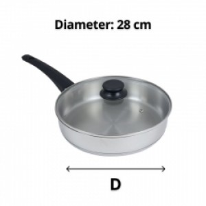 28cm S/S Frying Pan with Glass Lid