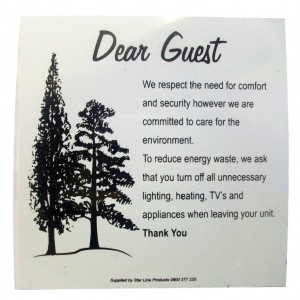 Dear Guest Save Electricity sign PVC 105x105 wall mount